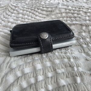 Black Leather Key & Card Holder with Snap Closure